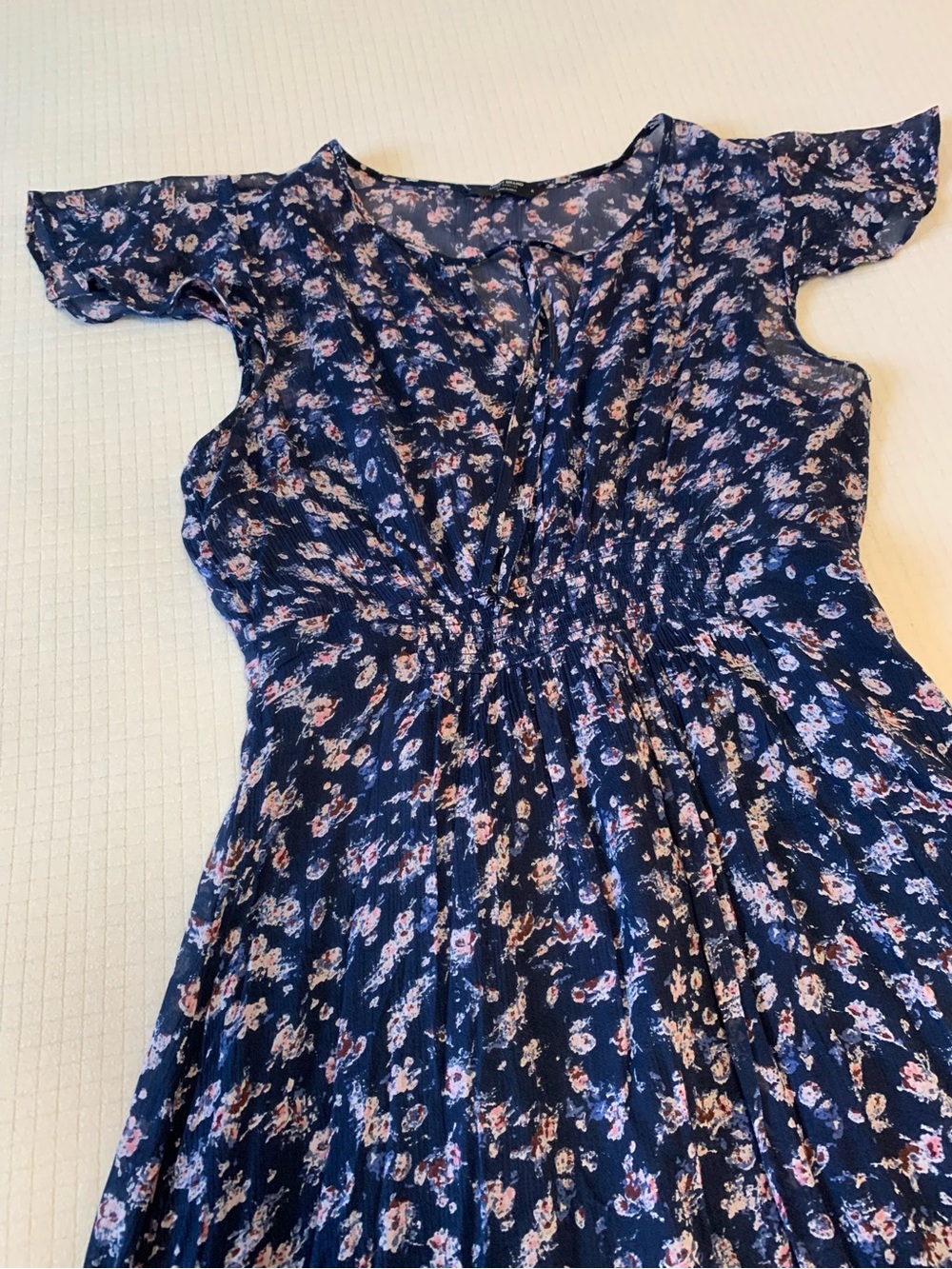 Lucky Brand blue floral print layered dress
